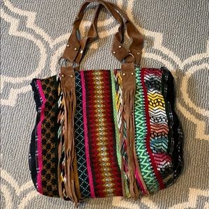 Fringed multi color bag